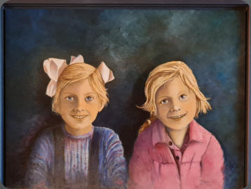 Liesbeth  &  Merel   olieverf op paneel